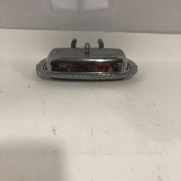 VTG 1974 Irvinware Butter Dish W/ Holder & Glass Insert Made In USA. NO KNIFE - Picture 2 of 8